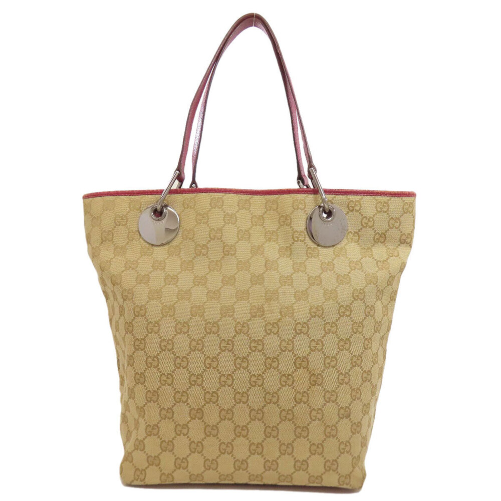Gucci monogram Eclipse bag red canvas leather beige tote Red Tan